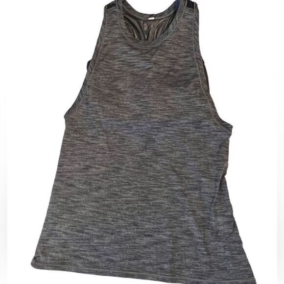 Lululemon Black and Gray Mesh Back Attached Sports Bra Tank Top Women's‎ Size 8 - Picture 1 of 12